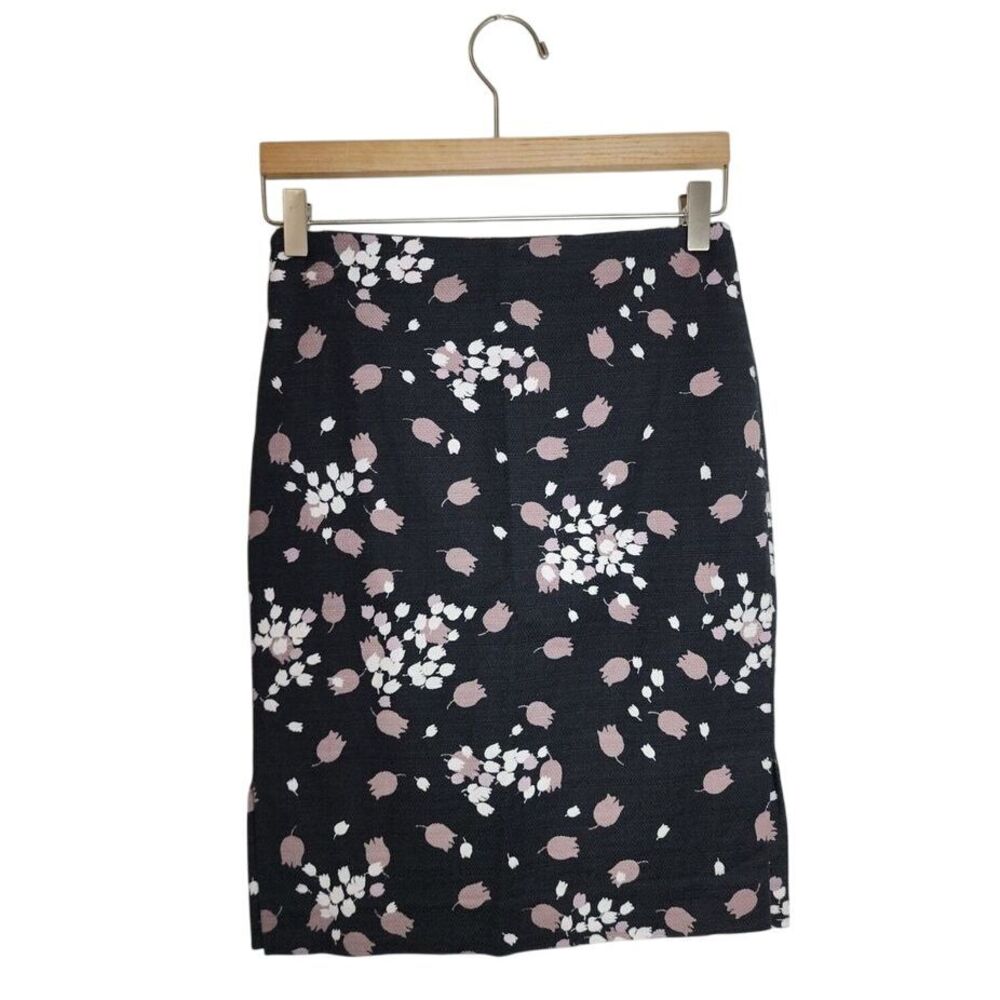 Loft Skirt Women's‎ 2 P Floral Tweed Pencil Office Black